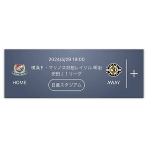 横浜Ｆ・マリノス対柏レイソル　明治安田Ｊ１リーグ 2024/05/29（水） 19:00 日産スタジアム バックサイド 2連番