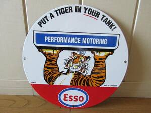 アメリカンビンテージ ホーロー看板 エッソ パフォーマンス モータリング タイガー ／ Vintage ESSO PERFORMANCE MOTORING Steel Sign