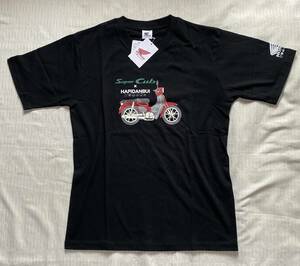 半袖Tシャツ Lサイズ HONDA/ホンダ スーパーカブ 黒系 バイク/オートバイ はぴだんぶい サンリオ,,,,未使用品