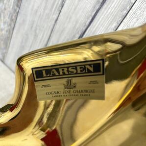 〈N733〉 古酒 未開栓 LARSEN ラーセン ヴァイキングシップ ゴールド シップ コニャック 陶器 栓付き 箱に汚れありの画像4