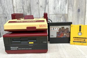 〈N753-756〉 ファミリーコンピュータ本体 ディスクシステム本体 カセット ディスクカード 4点セット 任天堂 ファミコン 動作未確認