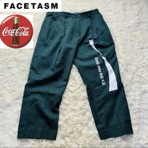 限定コラボFACETASM Coca-Cola ファセッタズム　コカコーラ ストライプパンツ stripe pants プリントロゴ　ワイド　バギー