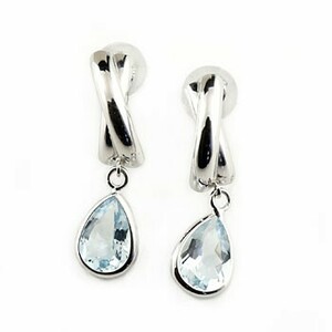  earrings 18 gold aquamarine white gold k18 18k stud 3 month. birthstone aquamarine natural stone lady's gem free shipping sale SALE