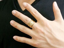 メンズ ダイヤモンドリング イエローゴールドk10 メタルバンド 時計 指輪 リング ダイヤ 10金 男性用 幅広 人気 ストレート 送料無料_画像4