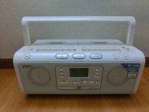  secondhand goods storage goods electrification only verification settled AIWA Aiwa CD RADIO CASSETTE RECORDER CD double cassette radio-cassette white CSD-W330/ super-discount 1 jpy start 