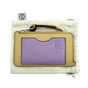 ロエベ LOEWE コインケース レザー イエロー カードケース アナグラム シボ革