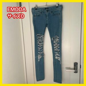 EMODA ダメージデニム デニム スキニー 細め ジーンズ スリム デニムパンツ パンツ ストレッチ