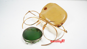 AO ビンテージ12KGF金張眼鏡フレーム 1940s アメリカンオプティカル USA クリップオンサングラス Clip-on アメリカ製 ジョンレノン 