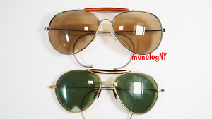  Junk defect have translation have USA & FOSTA military Vintage sunglasses 2 point set 1960~70s Brown & silver AVIATOR green & Gold 