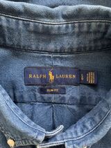 Polo Ralph Lauren 半袖 シャツ ブルー ボタンダウンシャツ ラルフローレン POLO RALPH LAUREN Lサイズ　slim fit ポロ_画像4