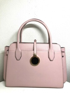 【中古美品】BVLGARI ブルガリ ブルガリ アルバ ハンドバッグ レザー ライトピンク系/ブラック/ゴールド金具 