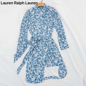 未使用級　Lauren Ralph Lauren ローレンラルフローレン 花柄ワンピース シャツワンピース ベルト