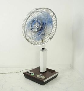 * operation verification settled [HITACHI/ Hitachi ] that time thing Showa Retro electric fan H-672 3 sheets wings root blue blue Brown retro pop used present condition goods outright sales *