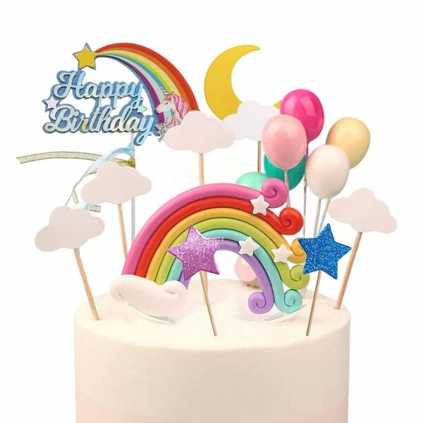 【特価セール】Birthday Happy バースデー 17点セット 可愛い ケーキ ケーキ 風船 虹 デコレーション デコレーシ