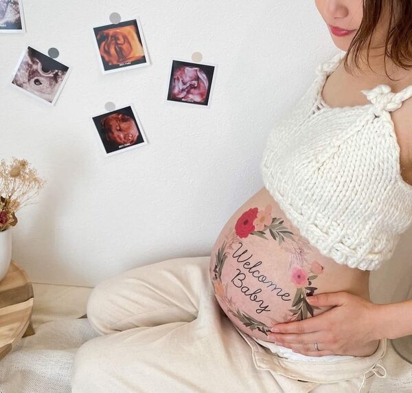 【数量限定】maternity photo painting belly フォト セルフ 練習用シール付き 妊婦 マタニティシール