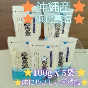 沖縄 天然塩 100g x 5袋 合計500g 浜比嘉塩　沖縄県産 お土産 塩