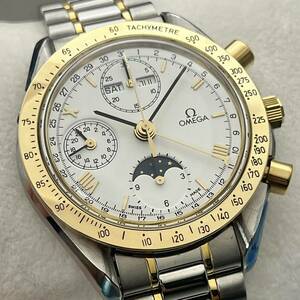  dead stock # Omega Speedmaster moon phase Triple calendar #K18/SS combination 1989 year 3336.20 day date moon face #