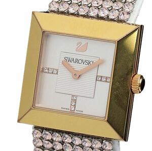 【美品】スワロフスキー 腕時計 レディース 1183592 QZ 白文字盤 