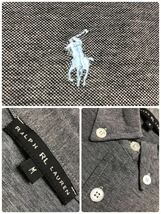 Polo Ralph Lauren ポロ ラルフローレン ボタンダウン 鹿の子 シャツ トップス レディース サイズM 半袖 チャコールグレー_画像5