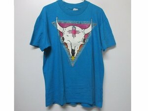 90s USA製　Tシャツ L 青　インディアン　バッファロー　骨　アメカジ　古着　sy1780