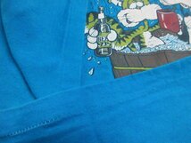 80s USA製　Tシャツ L　青　ビール　キャラクター　アニマル柄　酒　ビフィーT　vintage　ビンテージ　アメリカ古着　sy3540_画像8