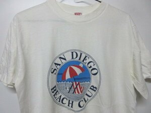 80s vintage Tシャツ M 白　サーファー　サンディエゴ　ビーチ　ヴィンテージ　アメリカ古着　sy476