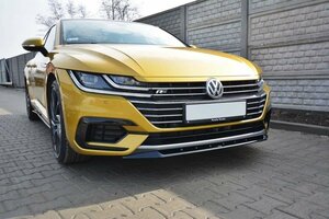 フォルクスワーゲン/VW アルテオン 3H Rライン '17～ 社外品 ABS製 フロントスプリッター スカート/スポイラー/リップ ブラック 未使用 V.2