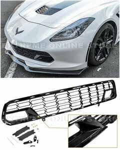 シボレー 7代目 コルベット C7 '14年～'19年 社外 TPO製 フロントバンパー グリル メタリックブラック塗装 エアロパーツ カスタム 未使用品