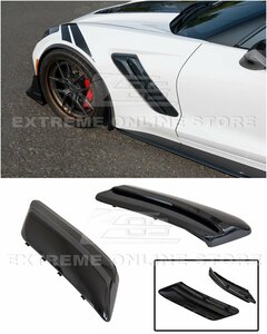 シボレー コルベット C7 Z06 '14～'19 社外 ABS製 フロント サイドフェンダー ダクト/ベント トリム エアロパーツ カスタム グロスブラック