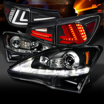 レクサス/LEXUS IS250/350 GSE20系 前期 2005年～2008年 ブラック ヘッドライト 左右セット & ブラック LEDテールランプ 左右SET 送料無料_画像1