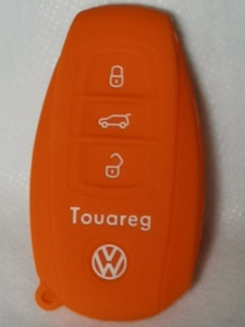 即納可能 フォルクスワーゲン トゥアレグ/TOUAREG シリコンケース 橙/オレンジ リモコン リモート キーレス スマートキー 3ボタン 未使用