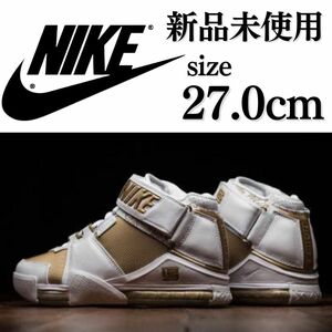 新品未使用 NIKE 27.0cm ZOOM LEBRON Ⅱ ナイキ ズーム レブロン スニーカー シューズ バスケ バッシュ ゴールド 金色 箱無し 正規品