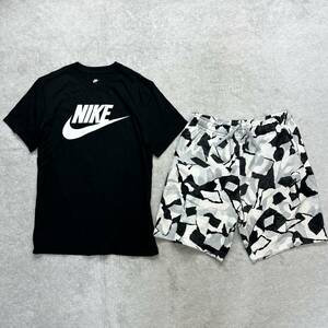 新品未使用 NIKE Lサイズ ナイキ セットアップ Tシャツ ハーフパンツ カットソー 人気ロゴ 定番 ショーツ ブラック 黒 スウェット 正規品