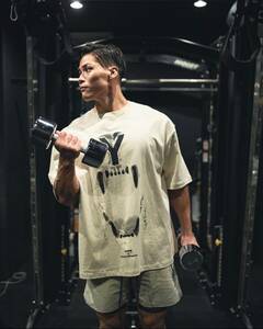 LYFT ライオン ファング Tシャツ ビッグサイズ オーバーサイズ XL WHITE フィットネス トレーニング 筋トレ CRONOS VEATM