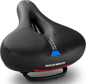 ブルー ROCKBROS(ロックブロス)自転車 サドル 超肉厚 痛くない 低反発 サドルクッション 衝撃吸収 穴開き 通気 ソフト