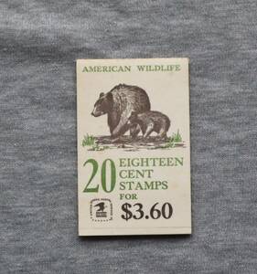 USA206　アメリカ　1981年　ペーン切手帳　アメリカの野生動物　18セント　10種　20枚