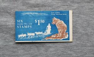 USA201　アメリカ　1988年　ペーン切手帳　グレート・アメリカン・シリーズ　ジャック・ロンドン（作家）25セント　6枚