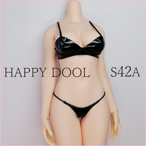 TBLeague 【Happy Doll】S42A エナメル黒ブラセット 下着 1/6 Phicen ファイセン