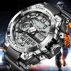 Lige デジタル 男性 軍事 腕時計 50M 防水 LED クォーツ 時計 スポーツウォッチ ビッグ腕時計