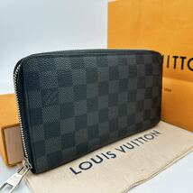 2817【ほぼ極美品】LOUIS VUITTON ルイヴィトン ダミエ グラフィット ジッピーオーガナイザー ラウンドファスナー 長財布 N63077/CA3171_画像1