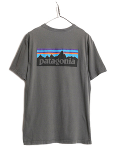 16年製 パタゴニア ポケット付き 両面 プリント 半袖 Tシャツ メンズ L / Patagonia アウトドア ポケT P-6 ボックスロゴ バックプリント 灰