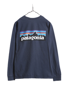 17年製 パタゴニア 両面 プリント 長袖 Tシャツ レディース XS / Patagonia アウトドア ロンT ロングスリーブ ロゴT バックプリント P6 紺