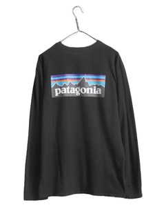 18年製 パタゴニア 両面 プリント 長袖 Tシャツ メンズ L / 古着 Patagonia アウトドア ロンT ロングスリーブ ロゴT P6 バックプリント 黒