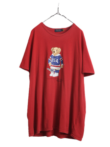 ポロベアー ポロ ラルフローレン プリント 半袖 Tシャツ メンズ XXL 古着 キャラクター 大きいサイズ 半袖Tシャツ シングルステッチ レッド