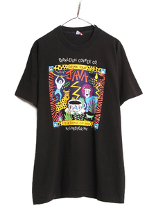 90s USA製 企業 アート イラスト プリント Tシャツ メンズ XL / 90年代 オールド グラフィック アニマル 大きいサイズ ヘビーウェイト 黒