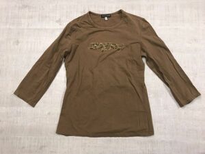 クリツィア KRIZIA JEANS レトロ モード ブティック 古着 ビーズ スパンコール 刺繍 トップス 長袖Tシャツ カットソー レディース 42 茶色