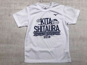 ミズノ MIZUNO製 北下浦ふるさとマラソン 2018 スポーツ ドライメッシュ 半袖Tシャツ カットソー キッズ JL 白