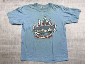 カナダ製 RICHMOND リッチモンド製 Canada BANFF バンフ国立公園 スーベニア オールド 90s 古着 半袖Tシャツ カットソー メンズ L 水色