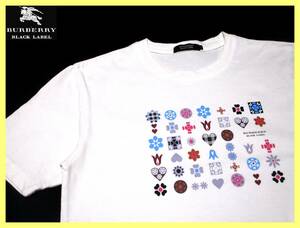 激レア 前身頃モノグラムプリントデザイン バーバリーブラックレーベル Tシャツ 日本製 サイズ M(2) 