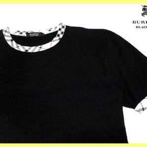 極美品 バーバリーブラックレーベル 首周り・袖口ノバチェック柄デザイン Tシャツ 日本製 サイズ M(2)